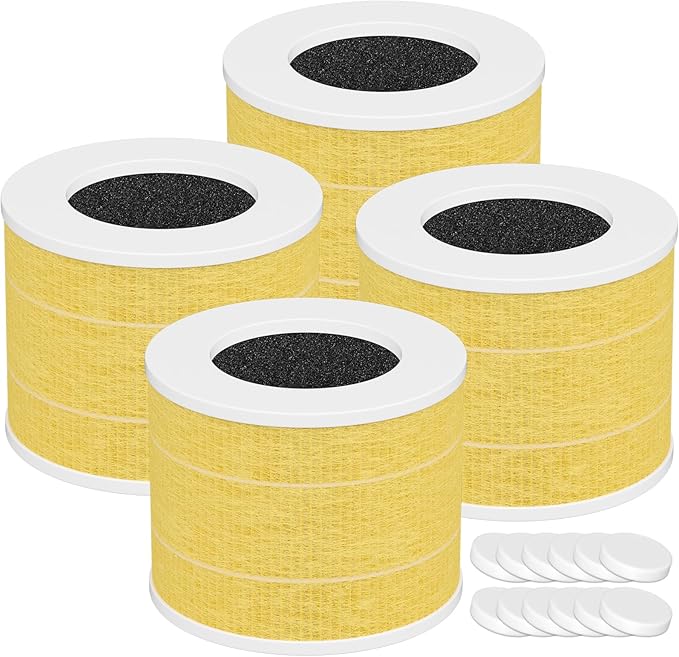4 Pack Core Mini-P Air Purifier Pet Allergy Replacement Filter for LEVOIT Core Mini Air Purifier, 3-in-1 Pet Care High Efficiency H13 HEPA Filter, Replace Part Core Mini-RF, Yellow