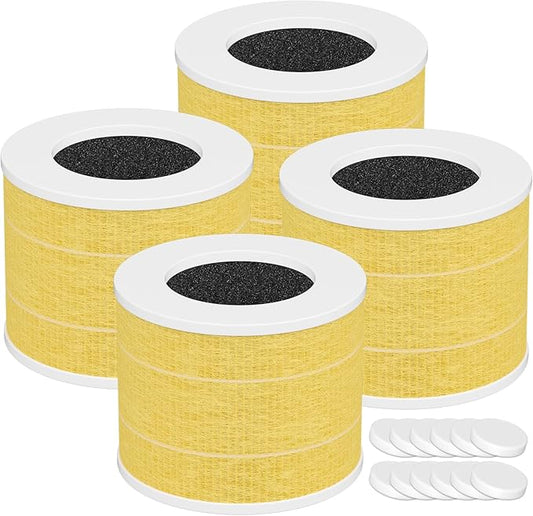 4 Pack Core Mini-P Air Purifier Pet Allergy Replacement Filter for LEVOIT Core Mini Air Purifier, 3-in-1 Pet Care High Efficiency H13 HEPA Filter, Replace Part Core Mini-RF, Yellow