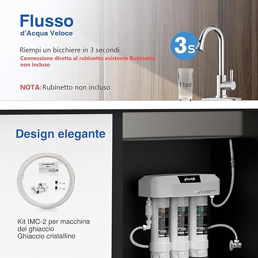 Frizzlife Under Sink Water Filter System, NSF/ANSI 53&42&372 Certified, 8 Layer 0.5 Micron Water Filtration Reduce Chloramine, PFOA/PFOS, Lead, Chlorine, Bad Taste & Odor, Under Counter, SK99-NEW