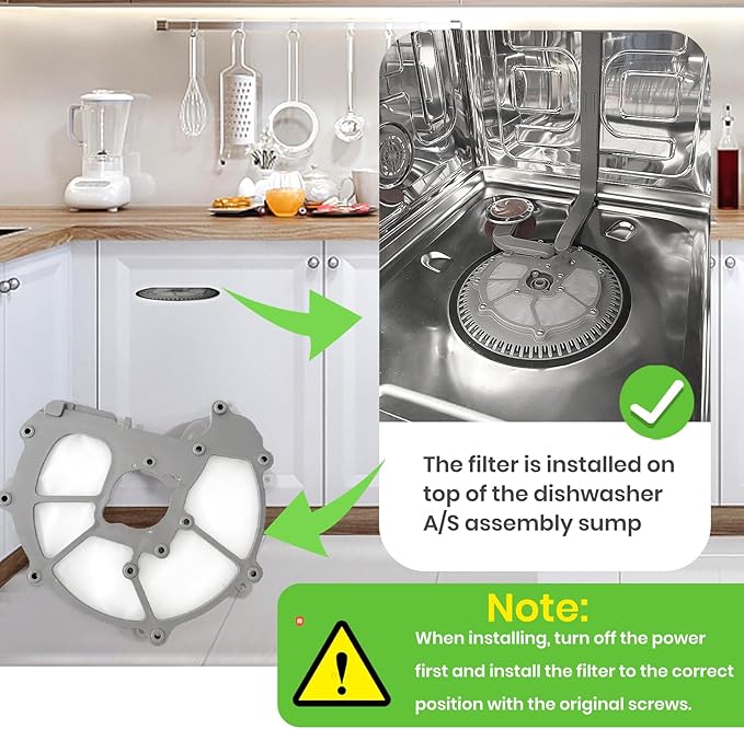 【Upgraded】"No Hump" DD63-00104A For Samsung Dishwasher Pump Mesh Filter Body (OEM) Parts, Grey (9 * 8.6 * 0.2 inch) (Match DD63-00099A Sump-Cover)