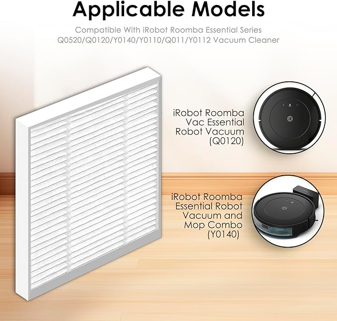 (8 Pack) Roomba 104, Q0520 Q011 Q0120 HEPA Filters for iRobot Roomba Vac, Vacuum 2 Essential Robot, Robot Vacuum and Mop, Y0140 Y0112 Y0110 Q0120, Roomba 105 Combo, Replacement Upright Vacuum Filters