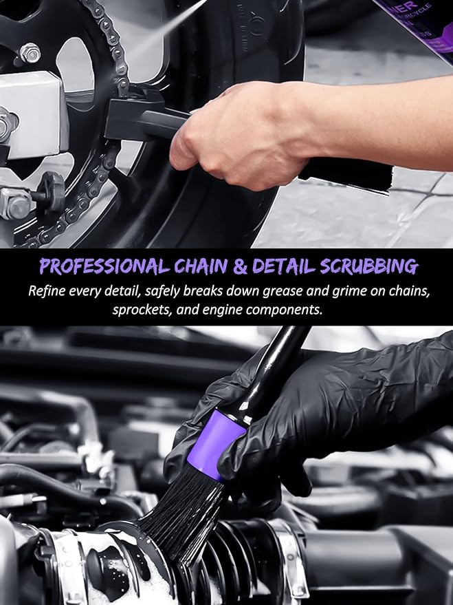 YeewayVeh 7PCS Motorcycle Cleaning & Polishing Kit - Ultimate All-in-One Care with Wax Applicator Pads, Detailing Brush & Weave Drying Towel | Safe for Chrome, Paint, Tires for Bikers
