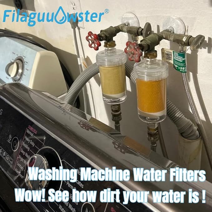 FA10 Washer Water Filter,1 Micron, 99.5% Removal of Chlorine Odor, Carbon+PP Filter Media, Soften Skin Hair & Clothes, Filter for Washing Machine, Shower, Anti Scale, 6.7" Inline