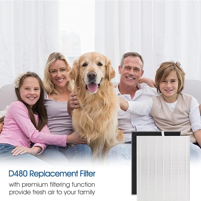 D480 Replacement Filter D4, Compatible with Winix D480 Air Purifier, Includes 2 pcs H13 Grade True HEPA and 8 pcs Activated Carbon Filters, D4 Filter Part Number 1712-0100-00