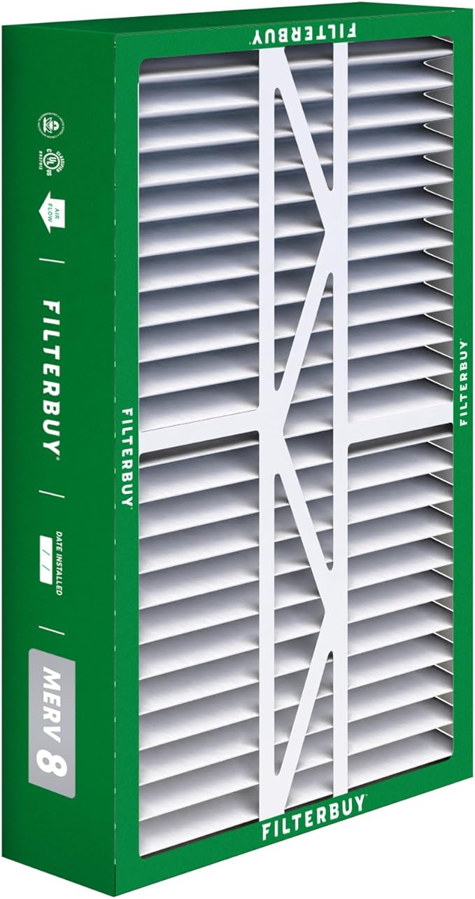 Filterbuy 16x25x5 Air Filter MERV 8 Essential Dust & Allergy Defense (3-Pack), Pleated HVAC AC Furnace Filters for Amana, Coleman, Goodman, Maytag, York, and More (Actual Size: 15.38 x 25.50 x 5.25)