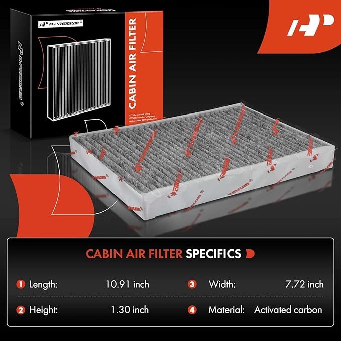 A-Premium Cabin Air Filter with Activated Carbon Compatible with Volvo XC60, XC90, S60, S80, V60, V70, XC70, V60 Cross Country & Land Rover Range Rover Evoque, Discovery Sport, LR2 & Jaguar E-Pace