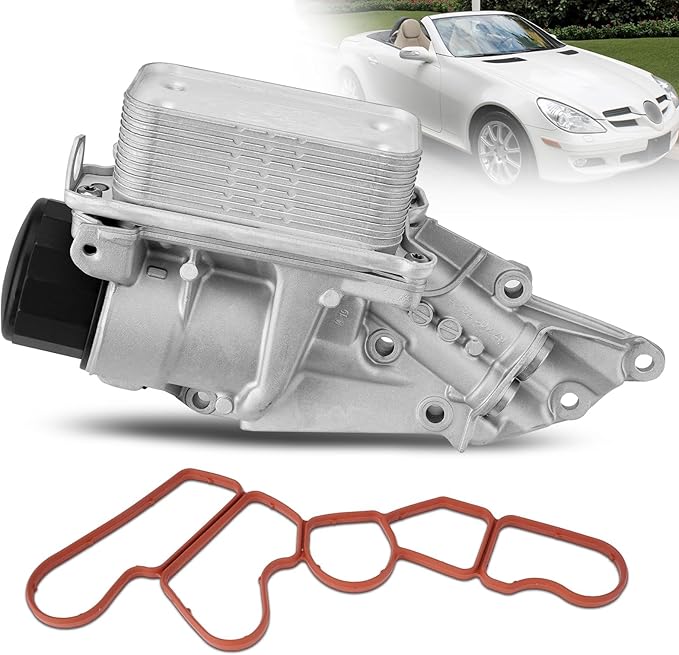 2721800510 Aluminium Oil Cooler Filter Housing Assembly Compatible with 2006-2012 Mercedes Benz E350 E280 C230 C300 C350 GLK350 ML450 S400 SLK300 R350 S550 GL550 E550 SL550 CLS550 CL550 CLK550