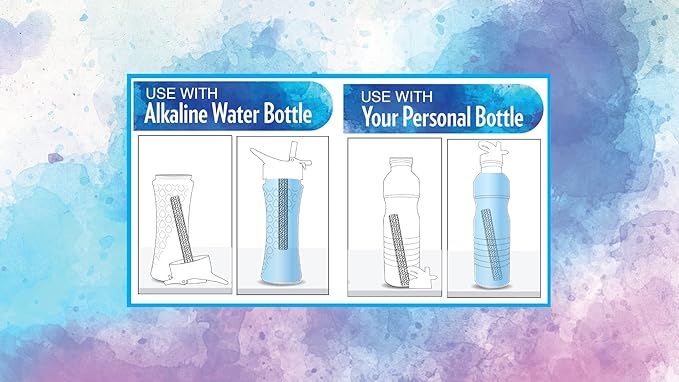 New Wave Enviro Alkaline Water Bottle with Stainless Steel Wand, 22oz. Capacity, BPA Free Bottle, Blue