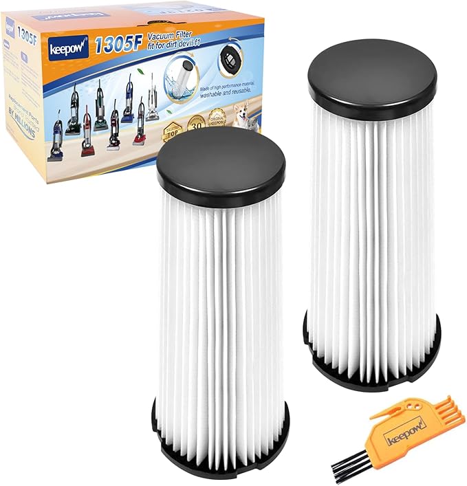 KEEPOW Filter Replacement for Dirt Devil, F1 Filter Compatible with Dirt Devil Featherlite Bagless Upright Vacuum, Parts# 2JC0280000, 3-JC0280-000, 2JC0360000 (2 Pack)
