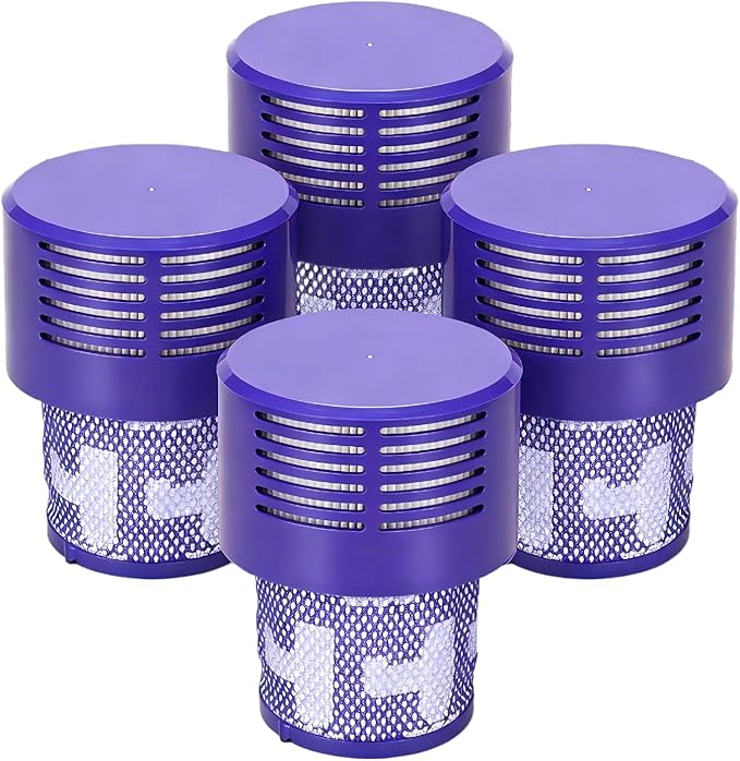 4-Pack V10 Vacuum Filter Replacements for Dyson V10 Cyclone Series, V10 Animal, V10 Absolute, V10 Total Clean, SV12, Washable, Reusable Vacuum Filter Great for Pet Hair, Dirt, Dust - Easy Installation