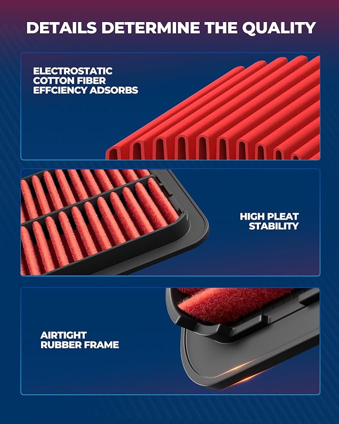 KAX Premium Engine Air Filter, CA9564 Replacement for Honda Accord 2003 2004 2005 2006 2007, Acura TSX 2004-2008, High Performance & Advanced Engine Protection