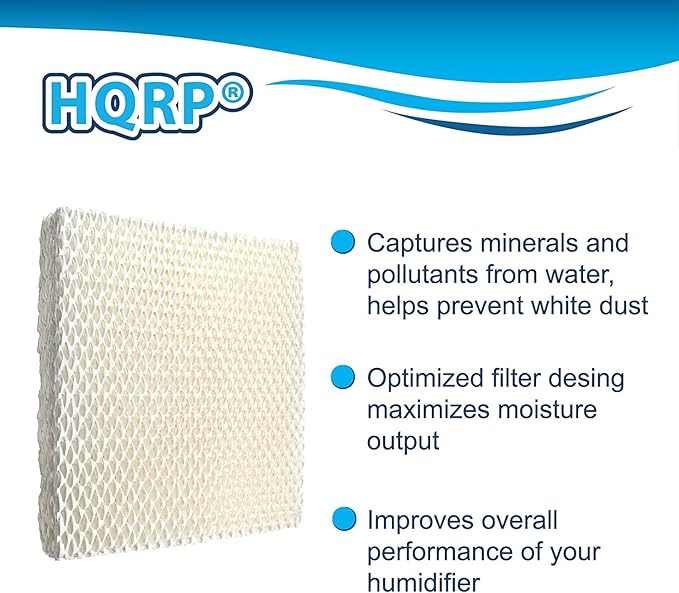 HQRP 2-Pack HFT600 Humidifier Wick Filter for Honeywell Filter T HFT600PDQ Replacement for Honeywell HEV615 HEV620 HEV600 Series Top Fill Cool Mist Humidifiers