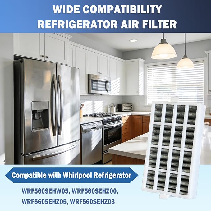 3 Pcs Refrigerator Air Filter Fit for Whirlpool WRF560SEHW05, WRF560SEHZ00, WRF560SEHZ05, WRF560SEHZ03 Refrigerator Replacement Part