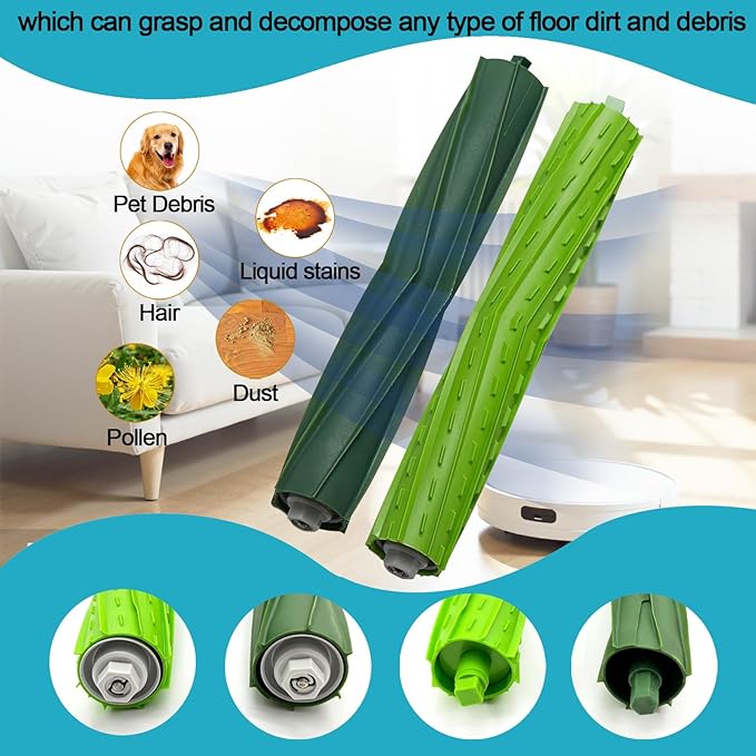 Replacement Parts for Roomba iRobot i7 i7+ i3 i3+ i4 i4+ i5 i5+ i6 i6+ i8 i8+ E5 E6 E7 I,E &j7 j6 j5 and Plus Version,(1 Set Rubber Brush,4 Side Brush)