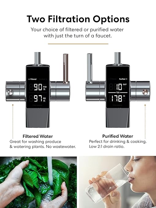 Brio Reverse Osmosis Water Filtration System, 700 GPD, 2:1 Pure to Drain, Tank-Less, Under Sink Faucet Mount