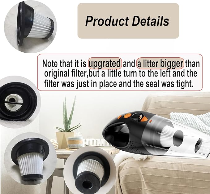 6 Pack Upgrated Hepa Filter Replacement Compatible with VacLife VL188 VL189 Handheld Vacuum Cleaner