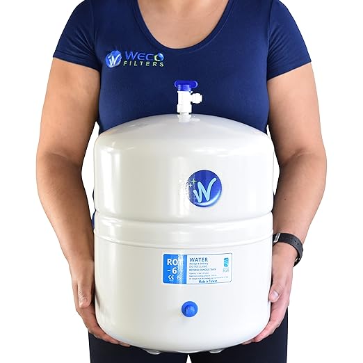 Pressurized Water Storage Tank - Reverse Osmosis Water Tank with Stainless Steel Connections and Ball Valve - Water Filtration System Storage Tank 6 Gal & appx. 3.6 Gal Usable Capacity (ROT-6-W)