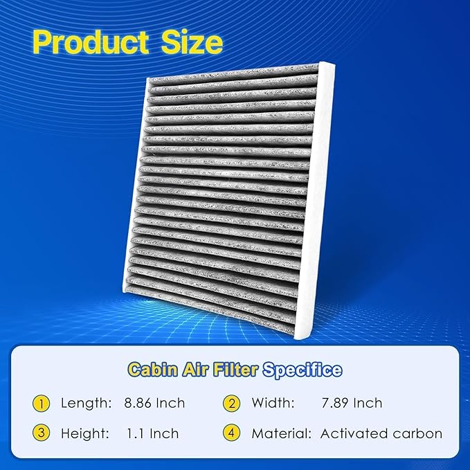 3 Pack Cabin Air Filter w/Activated Carbon Fits 2021-2026 Seltos, 2020-2025 Soul, 2020-2023 Soul EV, Replace CF12160, 997133-D3200, 97133-D3000, D9H79-AK000, 97133-D1000