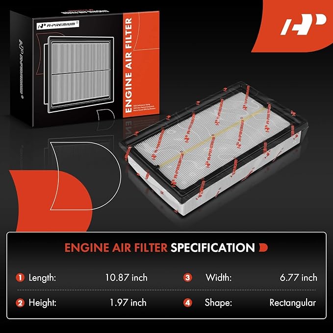 A-Premium Front Engine Air Filter Compatible with Volkswagen Jetta 2019-2023, Golf 2019-2021, Golf SportWagen 2019, Taos 2022-2023, 1.4L 1.5L