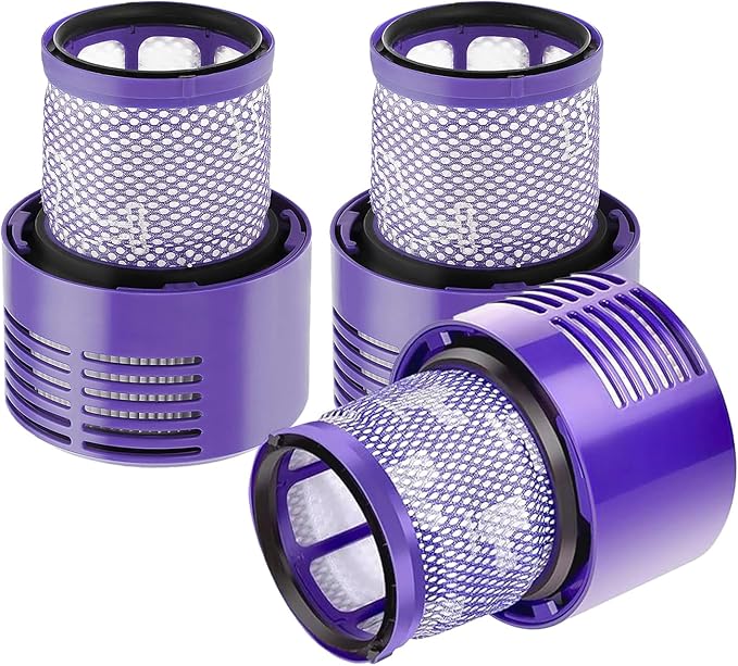Replacement Filters Compatible with Dyson V10, 3-Pack Washable & Reusable for V10 Cyclone Animal Absolute Total Clean SV12, Part 969082-01, High Suction Performance for Pet Hair & Dust