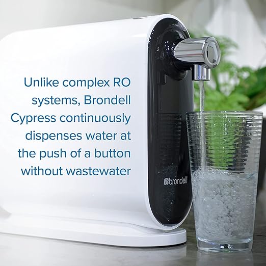 Brondell H630 Cypress Countertop Water Filter System for Kitchen Sinks, Three-Stage Filtration System and Dispenser Attaches to Faucet, White
