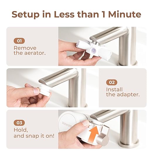 Waterdrop BFT1 Skincare Bathroom Sink Filter, Water Filter for Sink Faucet, 0.000001 mm, Reduce 99.9% Chlorine, Skin Redness & Scale Control, Water Softner, NSF Certified (1 Filter Included)