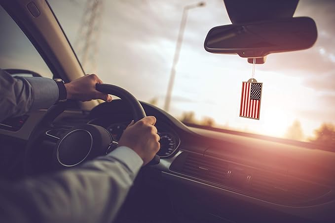 Elektroplate Red White and Blue American Flag Automotive Air Fresheners for Vehicles | New Car Scent (12-Pack) | Made in the USA