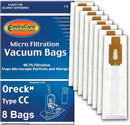 EnviroCare Replacement Micro Filtration Vacuum Cleaner Bags made to fit Oreck Type CC, XL. Fits All XL7, XL21, 2000's, 3000's, 4000's, 8000's, 9000's Series Upright Vacuum Cleaners 8 pack