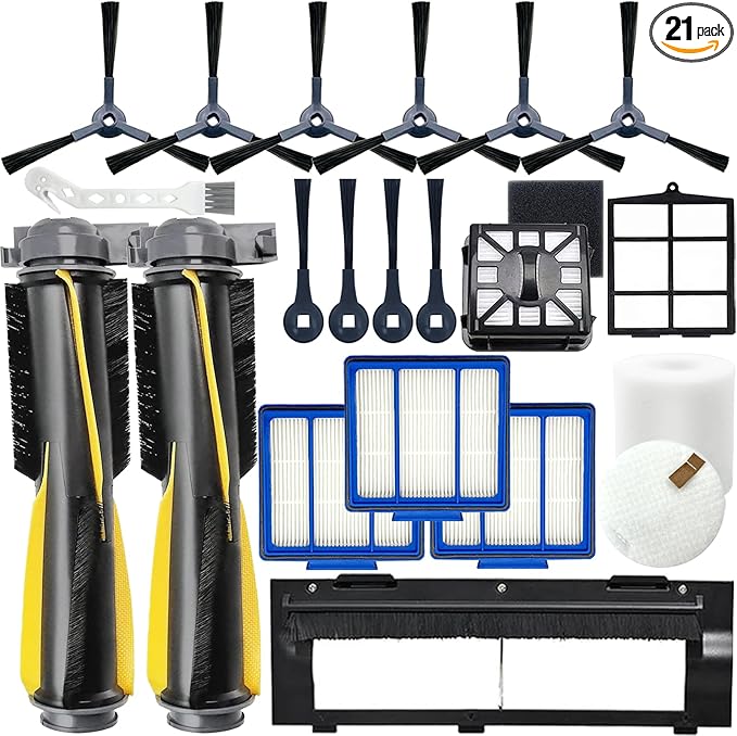 Replacement Parts for Shark IQ RV1001AE Shark AV911S EZ, AV1010AE RV1000 RV1001 AV970 AV993 AV1002AE UR1000SR UR1005AE Vacuum Cleaners,Side/Sweep Brush Filter Main/Roller Brush Shell Clean Base Filter