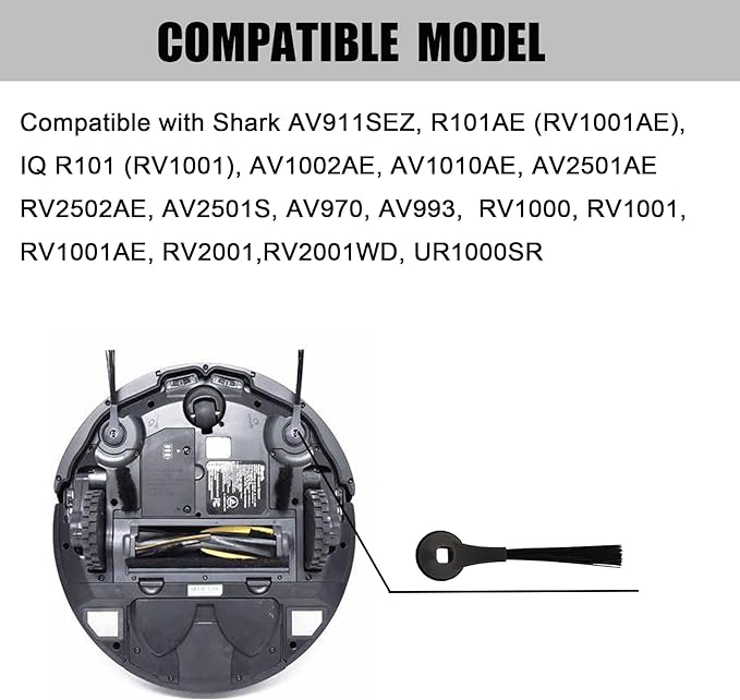 Side Brush Compatible with Shark IQ Robot AV2511AE RV1001AE(R101AE) AV2501AE RV2502AE AV911S EZ R101 RV1000 RV1012AE RV1001AE AV1010AE RV1000 AV2501S Vacuum Cleaner Brush Replacement Parts-8Pack