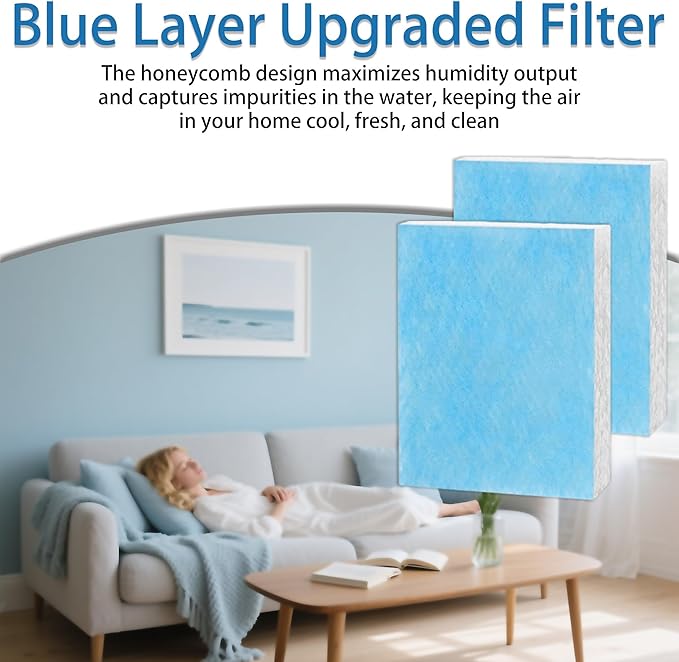 4 Pack HFT600 Humidifier Wick Filter T | Compatible with Honeywell HEV615 & HEV620 Series Humidifiers | Replacement Part HFT600PF1 HFT600pdq - Blue Layer Upgraded