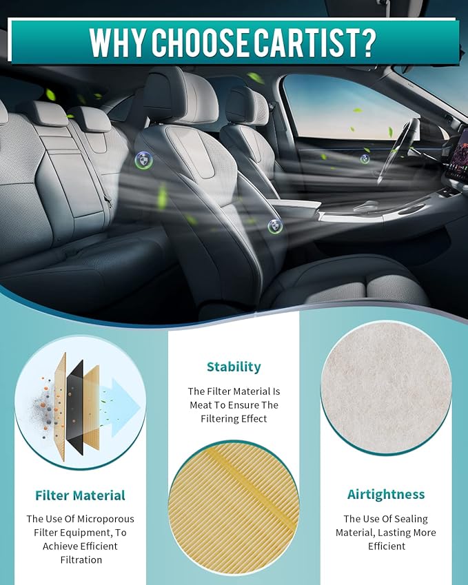 Cartist 2-Pack Engine Air Filter Custom Fit for Toyota Tacoma V6 2016-2021, Tundra 2013-2021, Sequoia 2014-2021 Automotive Air Filters Replacement for CA11895 Car Accessories