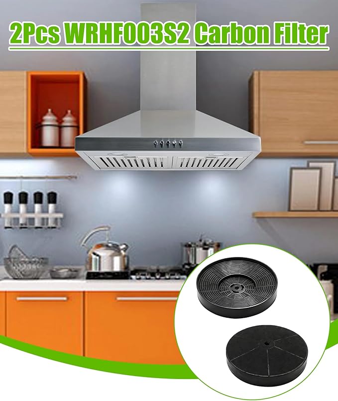 2Pcs WRHF003S2 Range Hood Carbon Filter Fits For Winflo 30 Inch Convertible Stainless Steel Tempered Glass Wall Mount Range Hood BA82-OD22