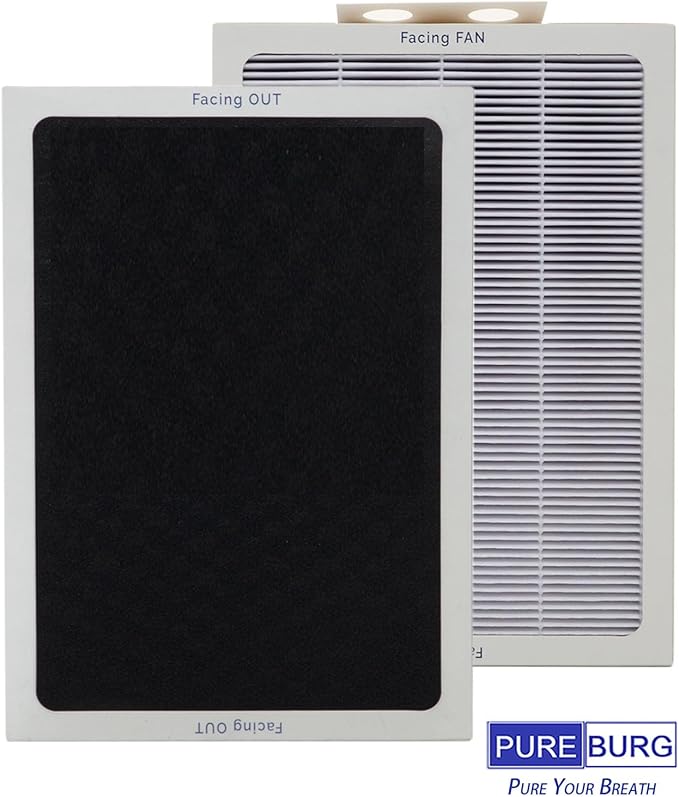 PUREBURG Replacement Smokestop Filter Compatible with Blueair 500/600 Classic 503 505 603 650E 550E 501 510 555EB 601 605 580i 680i Air Purifiers,H13 HEPA 3-Stage Filtration Activated Carbon