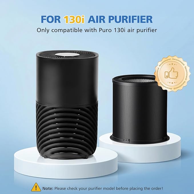 130i Replacement Filter Compatible with Puro 130i Air Purifier for Home Bedroom Pets, for 99.9% Smoke Pollen Dust Odors and Common Household Pollutants, 2 Pack