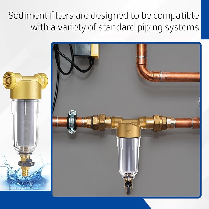 WILLBOND 3/4" Spin Down Sediment Water Filter, 50 & 100 & 200 Reusable House Sediment Filter with 2 Adapters, for Home & Commercial Water Pre-filtration System Ideal for Home Owners, DIY Enthusiasts