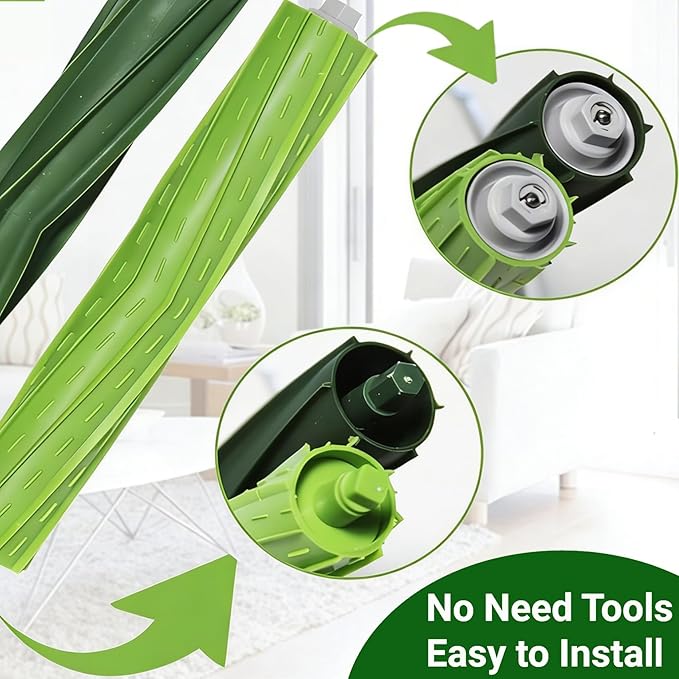 Replacement Parts and Accessories Compatible for iRobot Roomba i3, i4, E5, E6, E7, I, E & J Series Vacuum Cleaners - 1 Set of Rubber Brushes 4 HEPA Filters & 5 Side Brushes