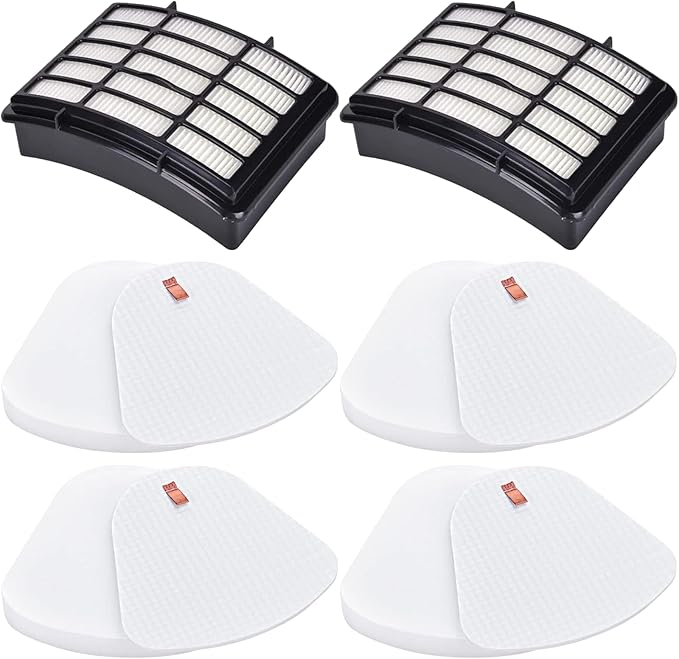 Replacement Filters for Shark Navigator Lift-Away XL CU510, CU512, CU500, CU520 Deluxe NV350, NV351, NV356E, NV360, NV352, NV355, NV358, ZU503AMZ, 4 + 2 Filter, Replace Parts #XHF350 & XFF350