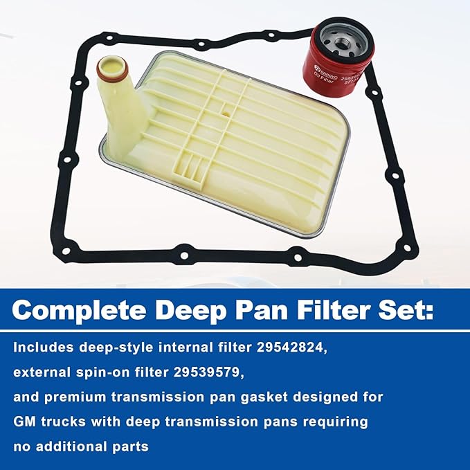 Transmission Filter Kit for Allison 1000/2000 Series Compatible with Chevy Silverado 2500HD/3500HD 2010-2019 & GMC Sierra 2500HD/3500HD Complete Set with Gasket 29542824 29539579 Deep Pan