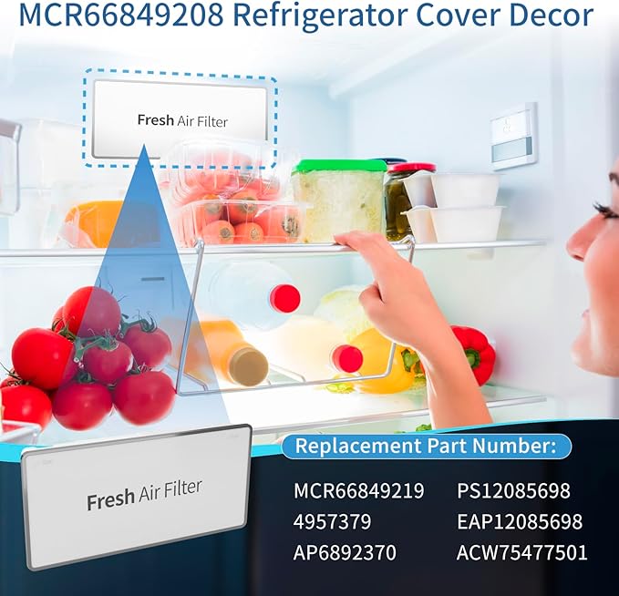 MCR66849208 MCR66849219 Filter Cover Decor,Compatible with L-G Refrigerator Air Filter Cover LMRS28596D LMXS28626S LFXS28968D Replaces 4957379 AP6892370 PS12085698 ACW75477501