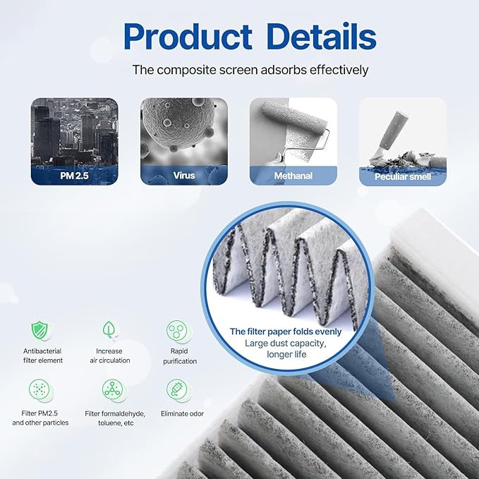 RUITO Cabin Air Filter, Fits 2016-2023 IS300, 2014-2023 IS350, 2022-2023 IS500, 2016-2022 RC300, 2015-2022 RC350, 2016-2020 GS F, 2013-2020 GS350, Replacement for CF10074, WP10099, 87139-30100