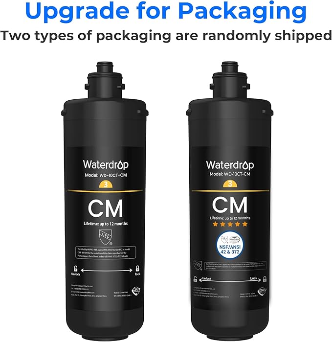 Waterdrop WD-10CM Under Sink Water Filter, Replacement TSB-CM 3-Stage Under Sink Water Filter System