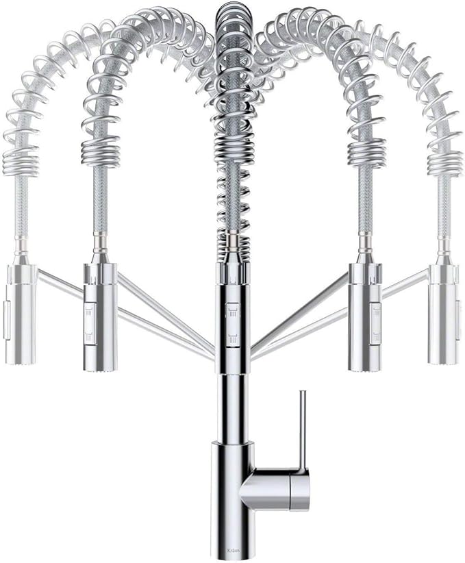 KRAUS Oletto Commercial Style Single Handle Pull Down Kitchen Faucet with QuickDock Top Mount Installation Assembly in Chrome, KPF-2631CH