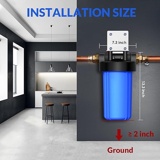 SimPure Whole House Water Filter Housing (DB10P), 10" x 4.5" Sediment Carbon Filter Universal Housing, Pre-Filtration System for Well and City Water, 1" NPT Port, Pressure Release