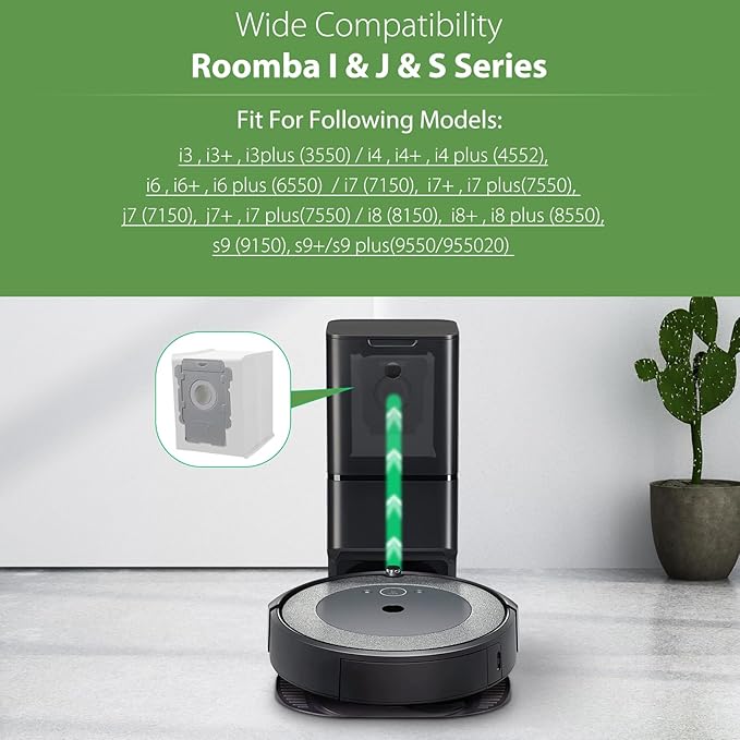 18 Pack Vacuum Bags for iRobot Roomba i7 i7+ i8 i8+ i3 i3+ i4 i4+ j7 j7+ j9+ s9 105 405 505 705 Combo, i, s, j, 100, 400, 500, Max 705 Combo Vac Series, All Clean Base Automatic Dirt Disposal Bags