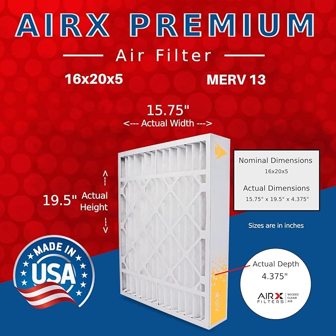 AIRX FILTERS WICKED CLEAN AIR. 16x20x5 Air Filter MERV 13 Compatible with Lennox X0582 Air Filter 2 Pack
