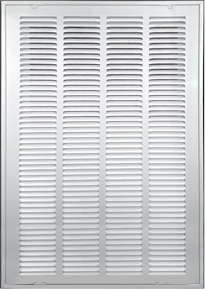 [2 Pack] Fits 20x25 Duct Opening | Steel Return Air Filter Grille by Handua [Fixed Hinged] Vent Cover Grill for Sidewall and Ceiling | White | Outer Dimensions: 22 5/8"W X 27 5/8"H