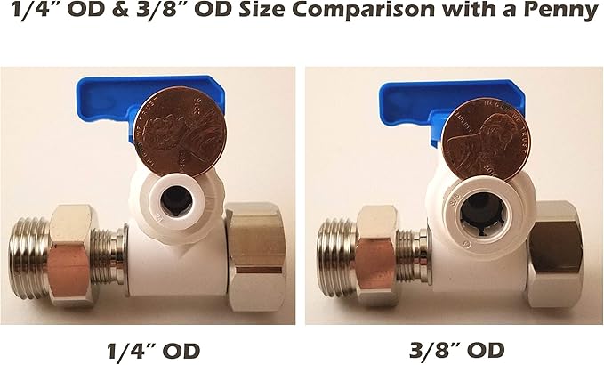 TOTOMO 3/8"OD Push Fit Angle Stop Adapter Valve - Fits both 3/8" & 1/2" Under Sink Cold Water Supply Diverter for RO Water Purifier System, Coffe Brewer, Ice Maker
