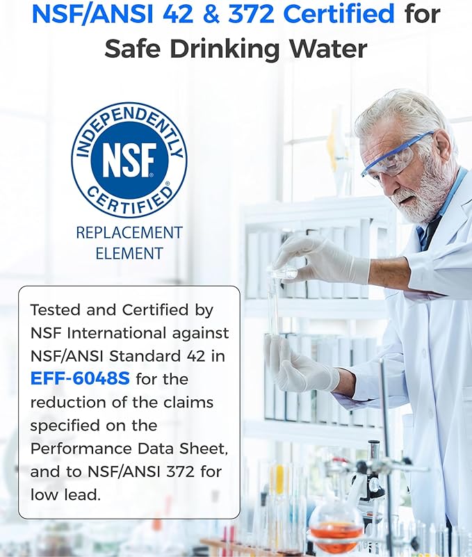 Waterdrop XWF Refrigerator Water Filter, Replacement for GE® XWF, WR17X30702, NSF 42/372 Certified, Compatible with GE® GNE27, GFE26, GDE25, GSS25, PSE25 Series Refrigerators, 1-Pack (Not XWFE)