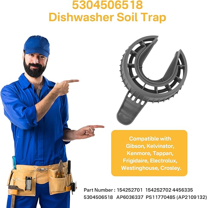 Dishwasher Drain Filter 5304506518 154252701 Compatible for Frigidaire Dishwasher,Dishwasher Soil Trap Replaces 154252702 AP2109132 AP6036337 4456335 PS11770485 419238 AH420500 EA420500